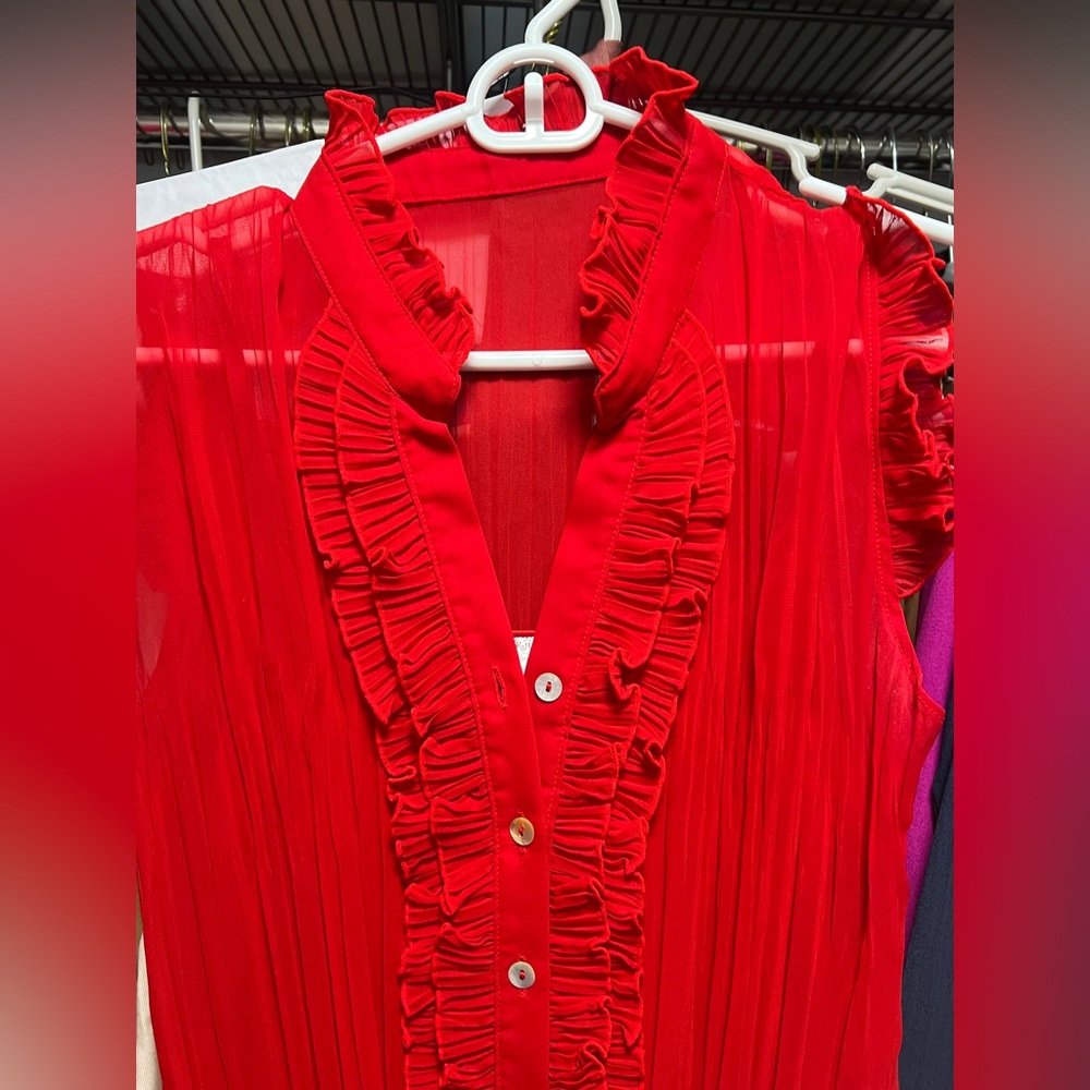 Red Ruffle Mini Dress - Picture 2 of 4